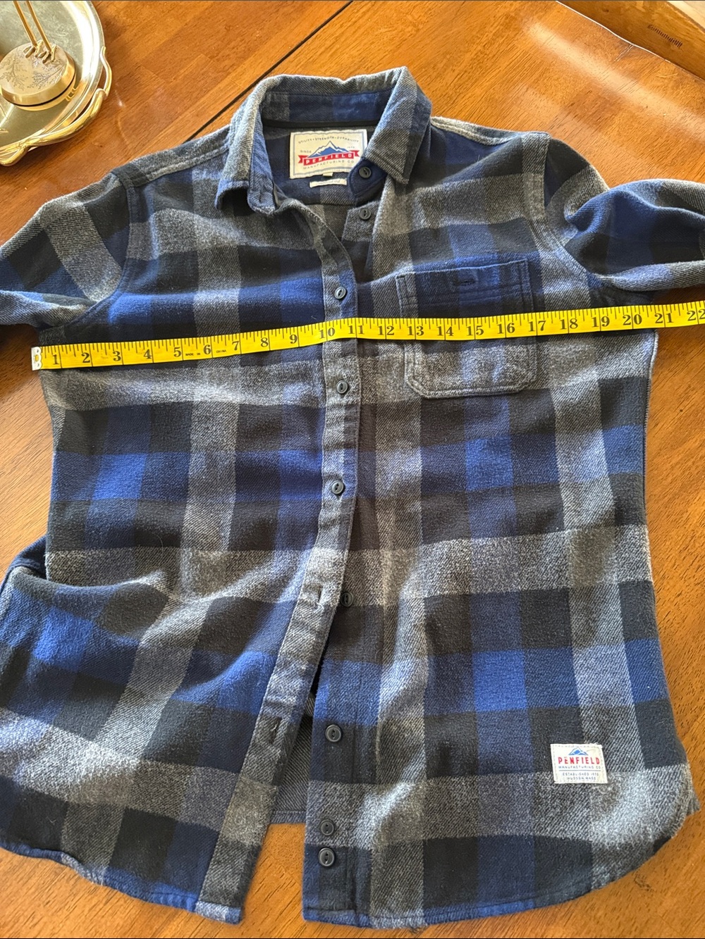 Penfield Boyfriend fit Flannel blue grey buffalo plaid M - Picture 10 of 10